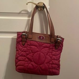 Fossil pink tote bag